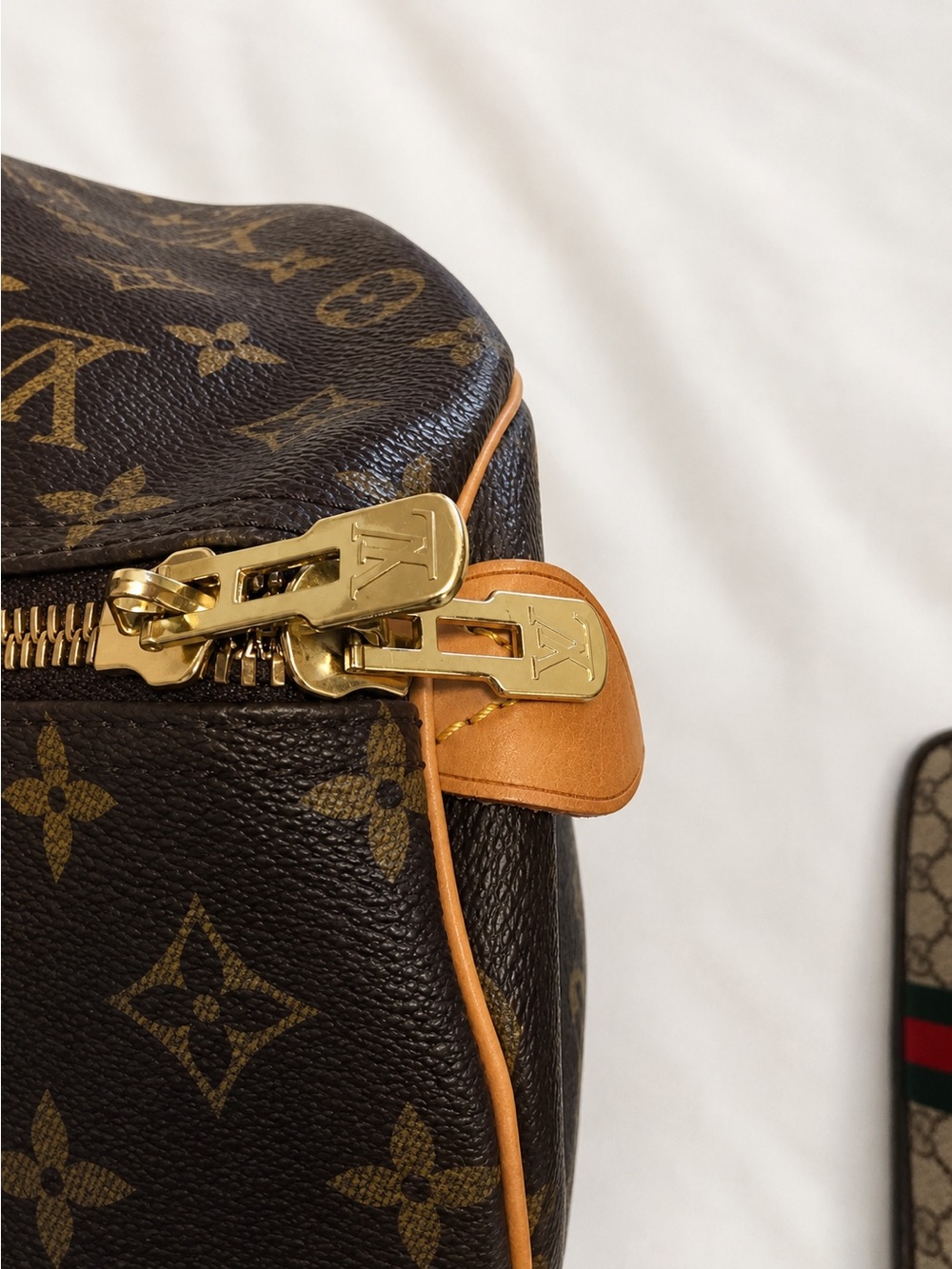 Louis Vuitton Monogram Canvas Duffel Bag with Tan Leather Trim - Picture 4 of 7